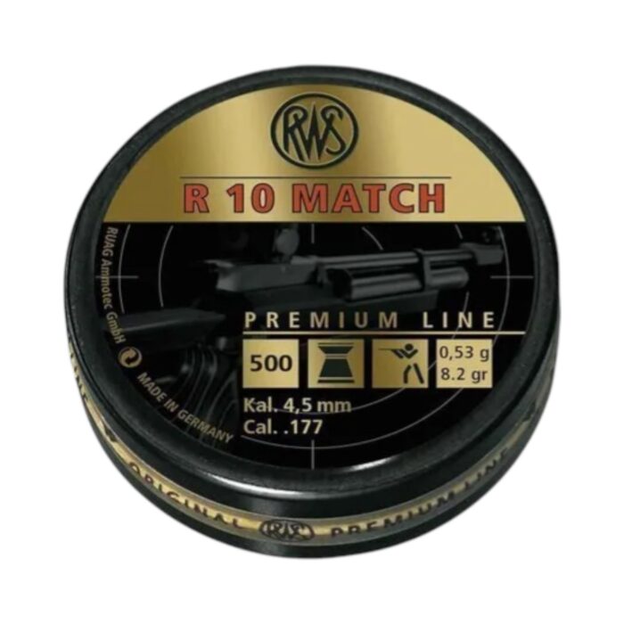RWS R-10 Match 0.177-Cal (4.5 mm) Rifle Premium Match Pellets 4.50 | Flat Head | 8.2 Grains - Image 1